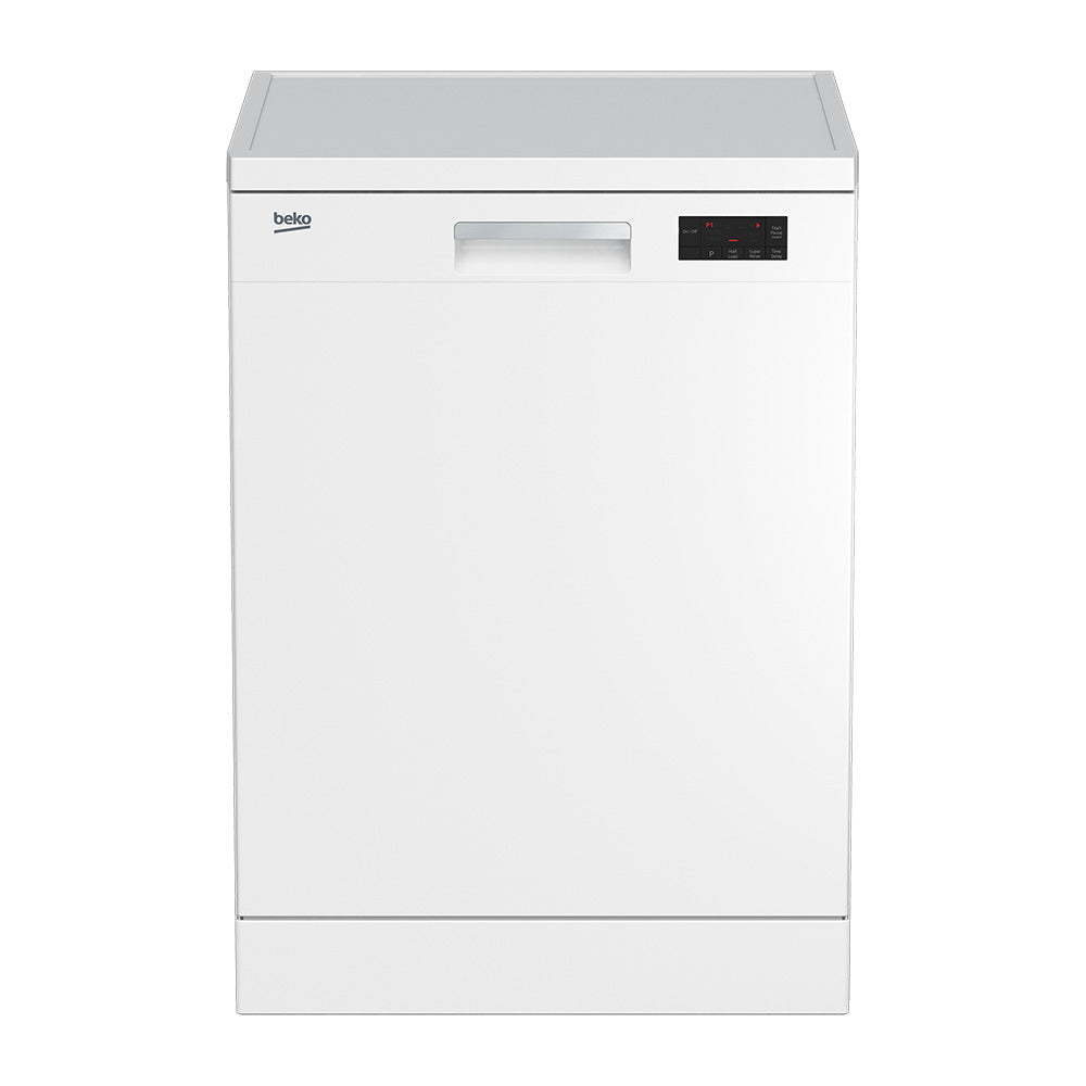 Beko BDF1410W White 14 Place Settings Freestanding Dishwasher, Front view