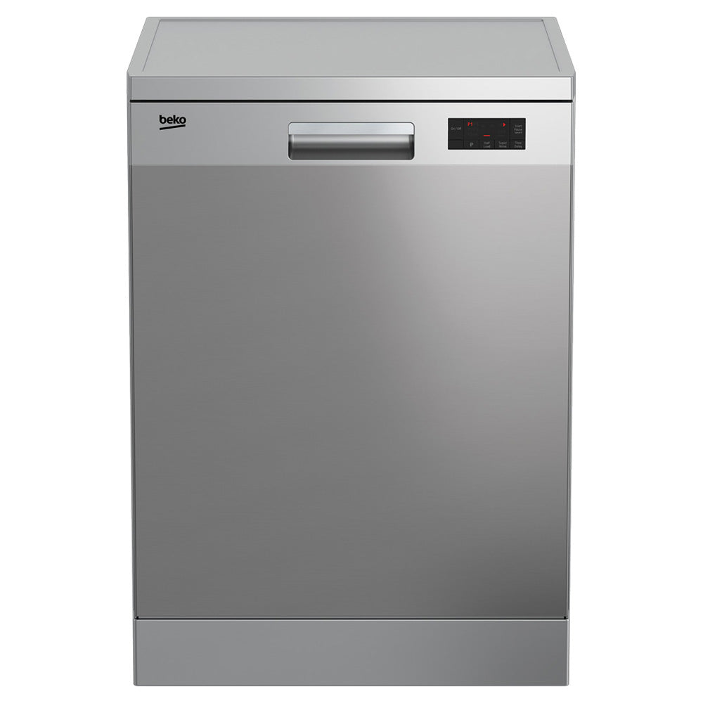 Beko BDF1410X Stainless Steel 14-place Settings Freestanding Dishwasher, Front view