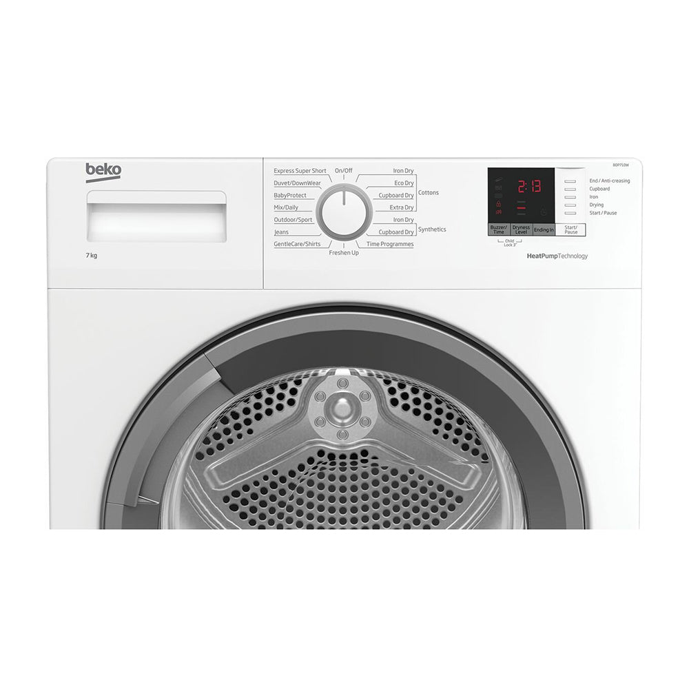 Beko 7kg Heat Pump Dryer BDP710W, Panel perspective view