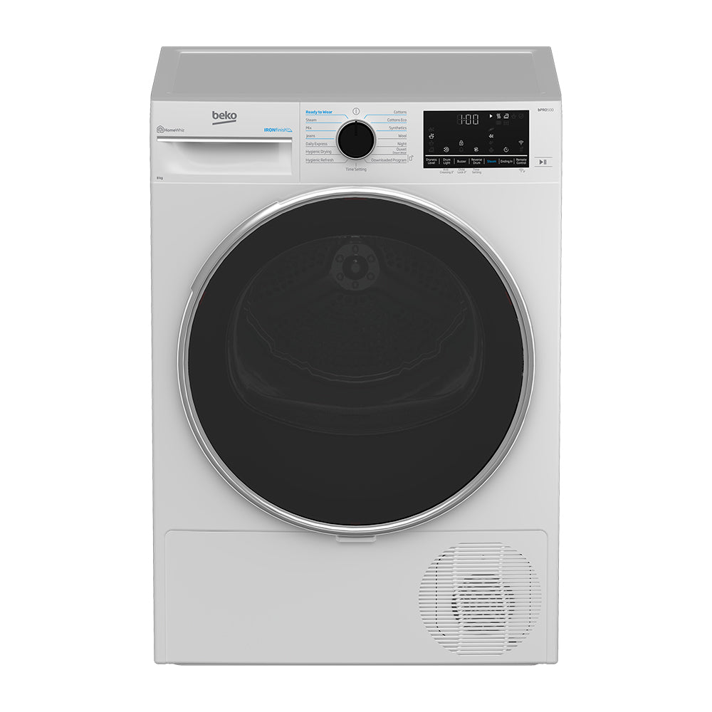 Beko 8kg Heat Pump Dryer with Steam BDPB802SW, Front view