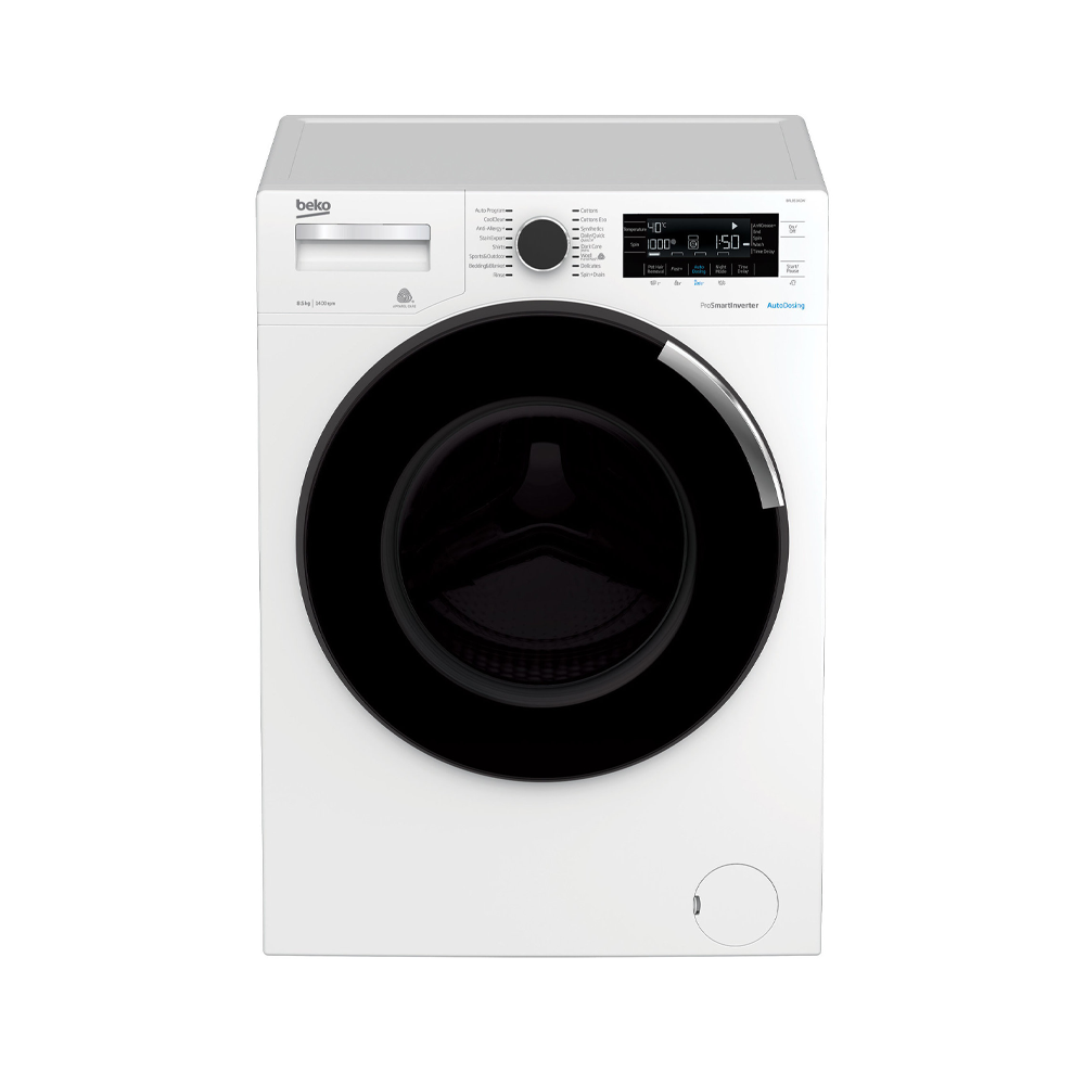 Beko 8.5kg Front Load Washing Machine with Autodose BFL853ADW, Front view