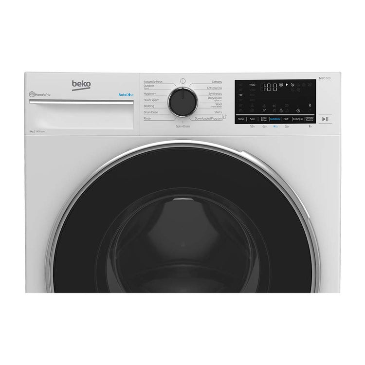 Beko 9kg Front Load Washing Machine with Autodose and Steam BFLB902ADW, Panel perspective view