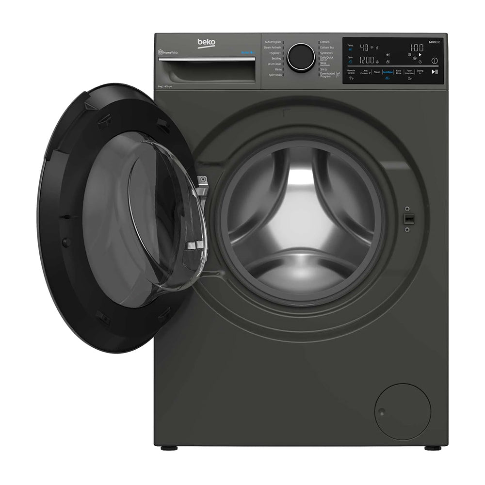 Beko 9kg Front Load Washing Machine BFLB904ADG, Front view with door open