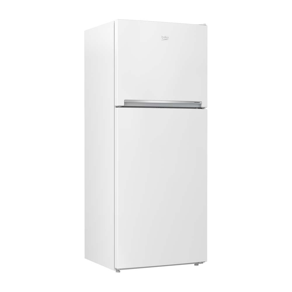 Beko BTM425PX 424L Top Mount Fridge, Front view with doors open