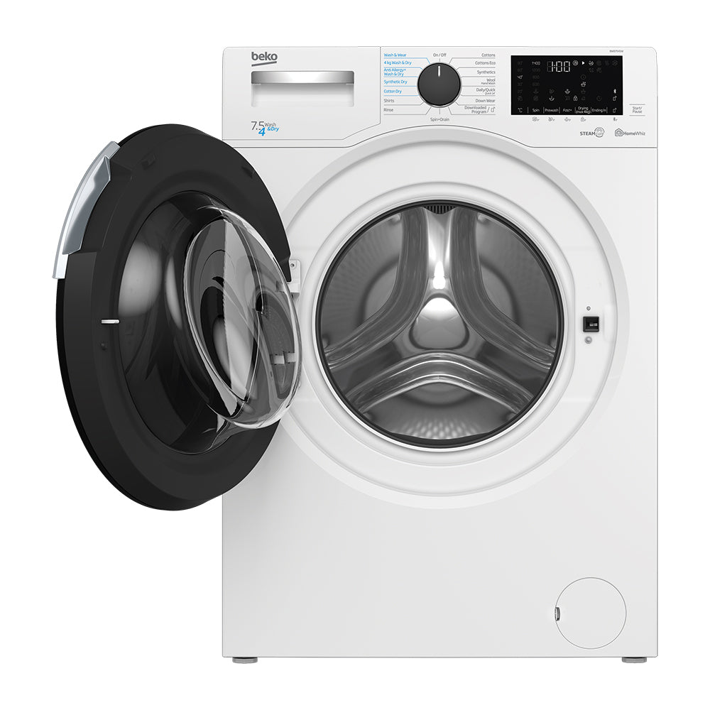 Beko 7.5kg 4kg Washer Dryer Combo BWD7541W, Front view with door open