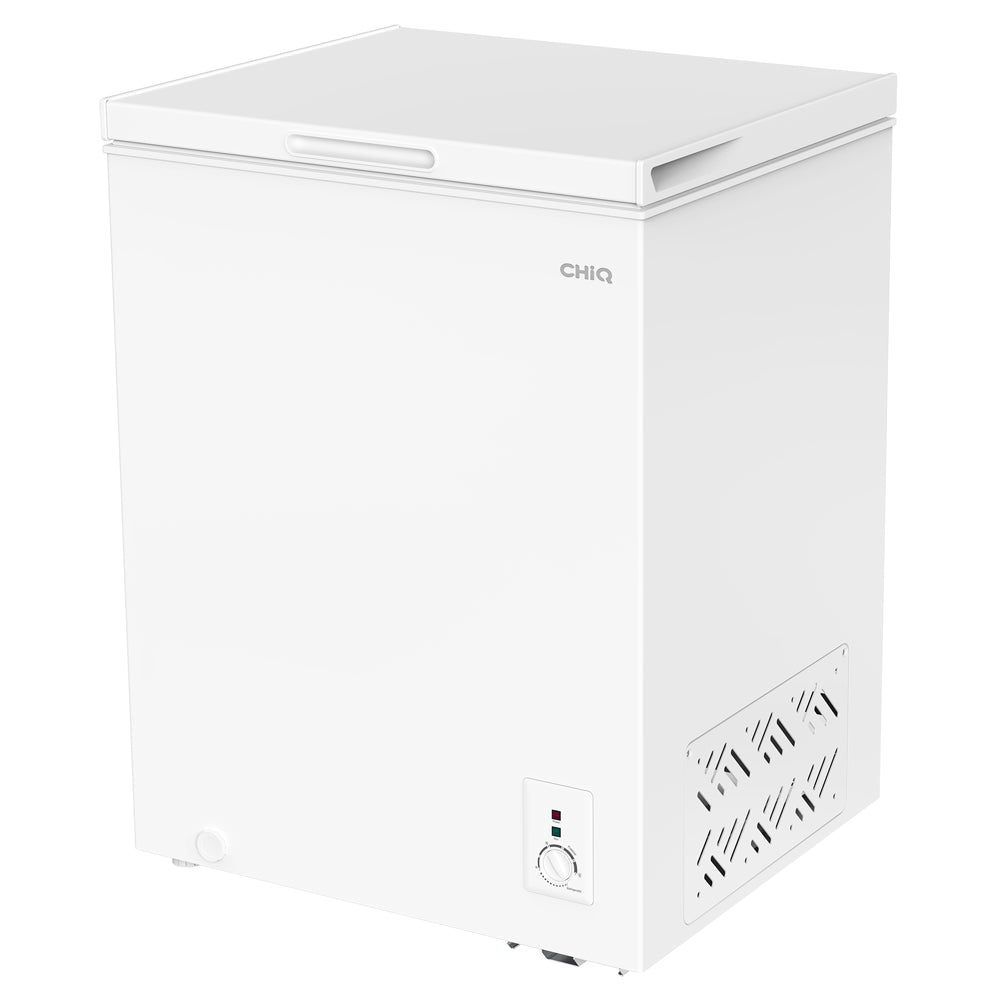 CHiQ CCF142WE 142L Hybrid Chest Freezer, Front top left view