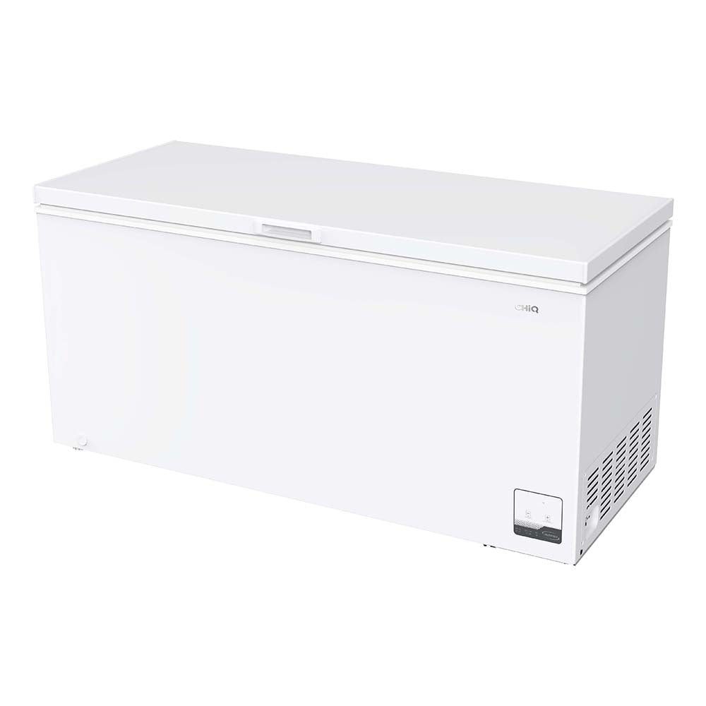 CHiQ CCF500WE 500L Hybrid Chest Freezer White, Front top left view