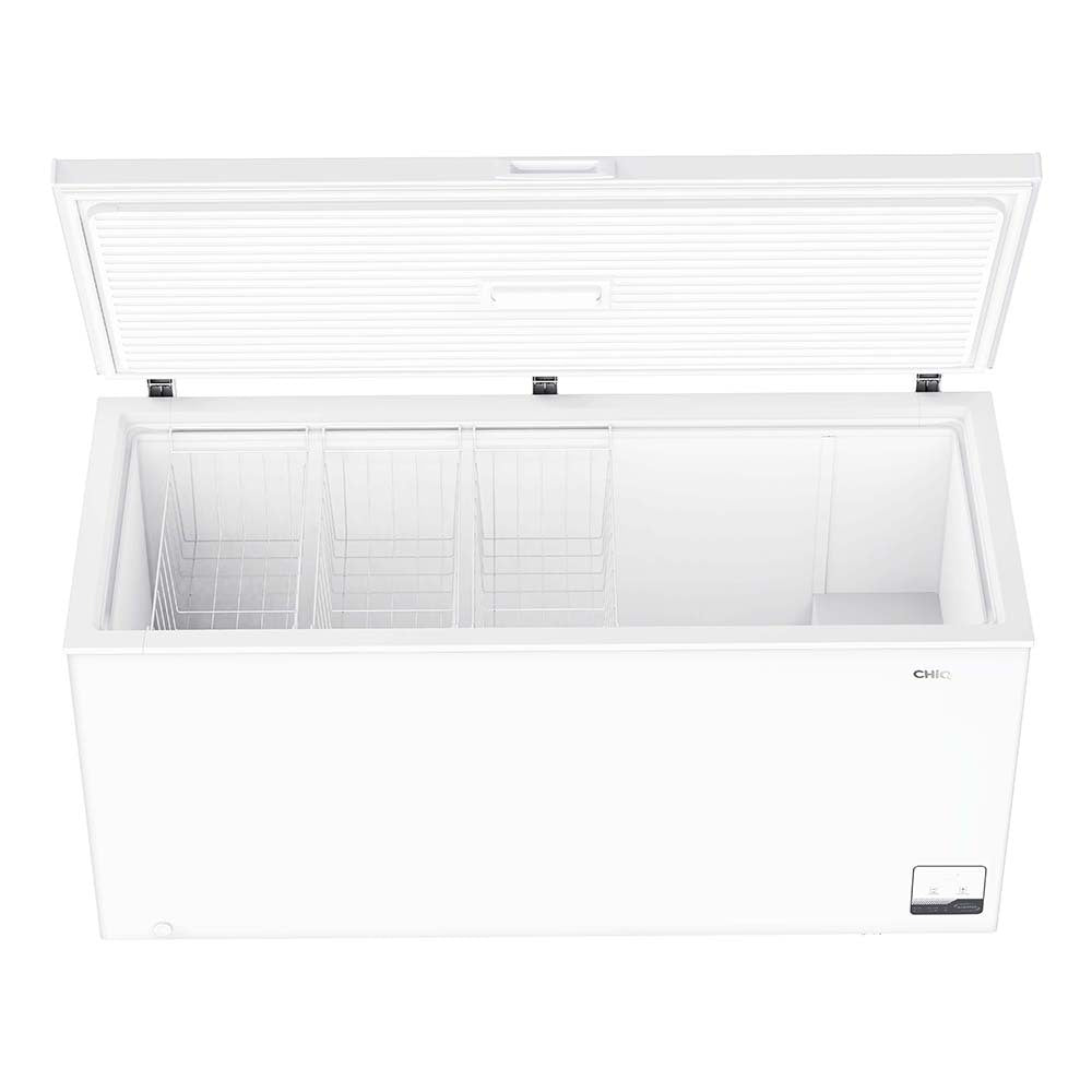 CHiQ CCF500WE 500L Hybrid Chest Freezer White, Front top view with open top