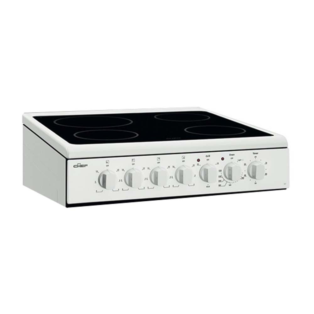 Chef CFE547WB 54cm Upright Freestanding Electric Oven Stainless Steel, Control panel view