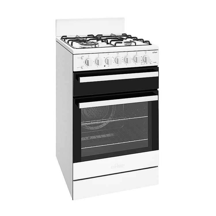 Chef CFG517WBLP 54cm Upright Freestanding LPG Oven White