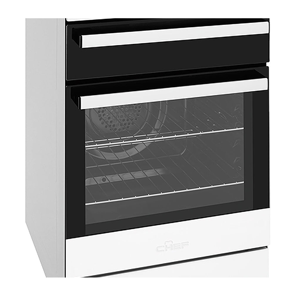 Chef CFG517WBLP 54cm Upright Freestanding LPG Oven White, Front view