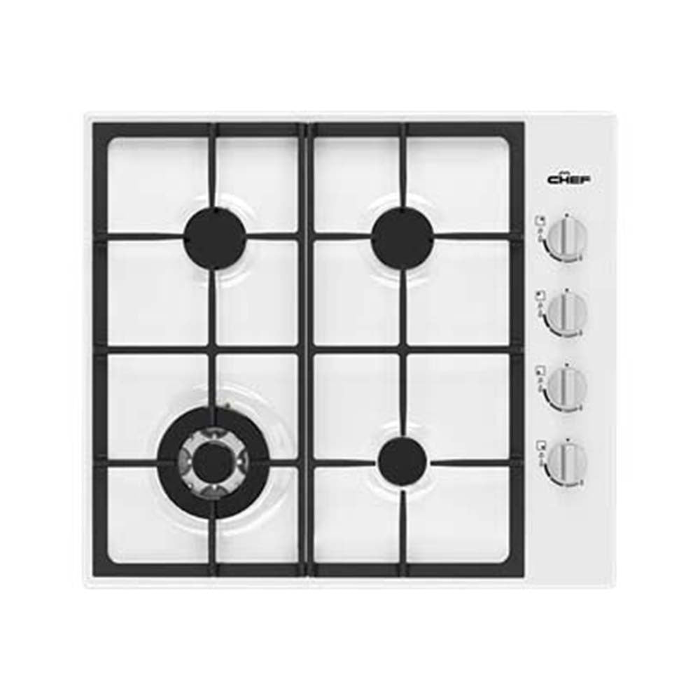 Chef 60cm 4 Burner Gas Cooktop White CHG644WC, Top view