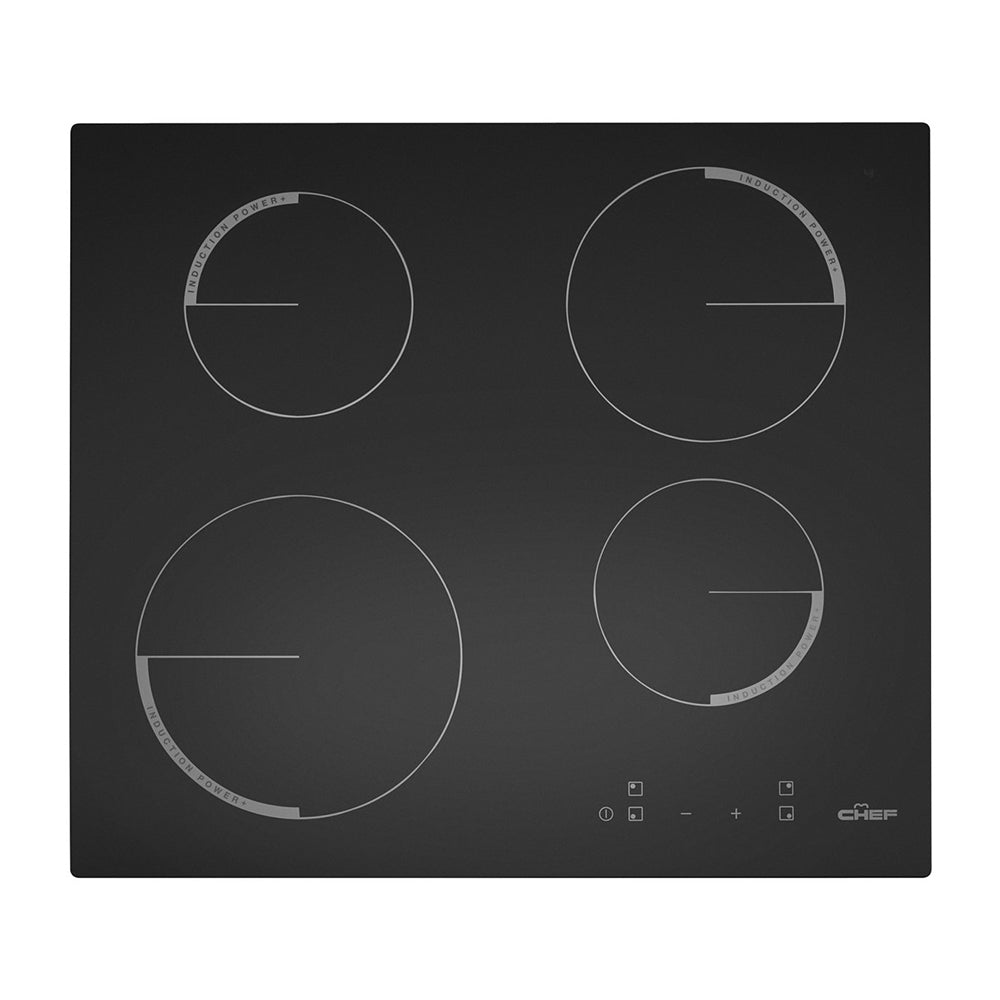 Chef CHI643BA 60cm Black Boosted Induction Cooktop, Top view