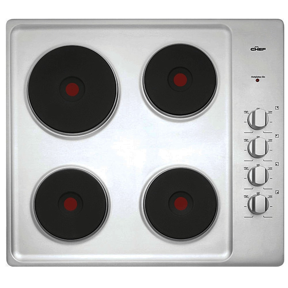 Chef CHS642SA 60cm 600mm Stainless Steel Solid Element Electric Cooktop