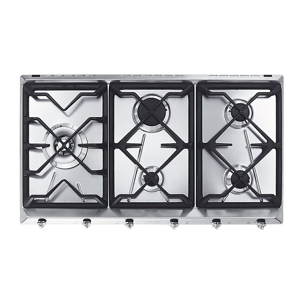 Smeg CIR597X5 90cm Gas Top Mount Cooktop, Top view