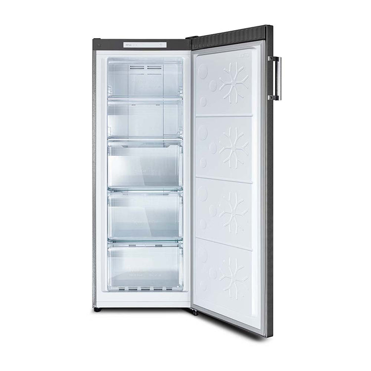 CHiQ 166L Upright Freezer White CSF165NSS, Front view with door open