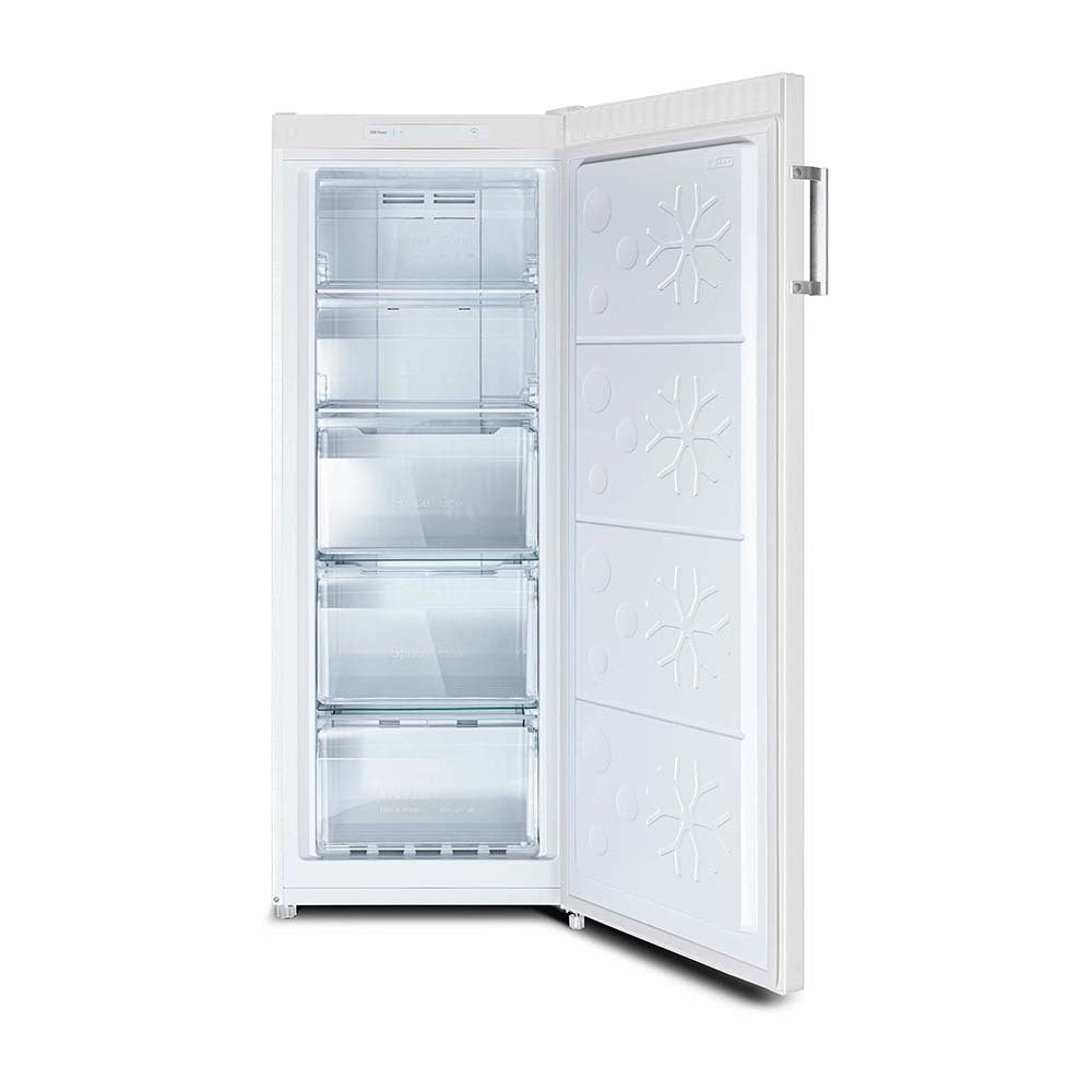 CHiQ 166L Upright Freezer White CSF166NW, Front view with door open