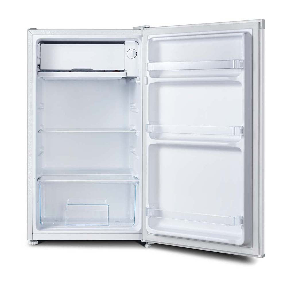 CHiQ CSR090DW 90L Bar Fridge White, Front view with door open