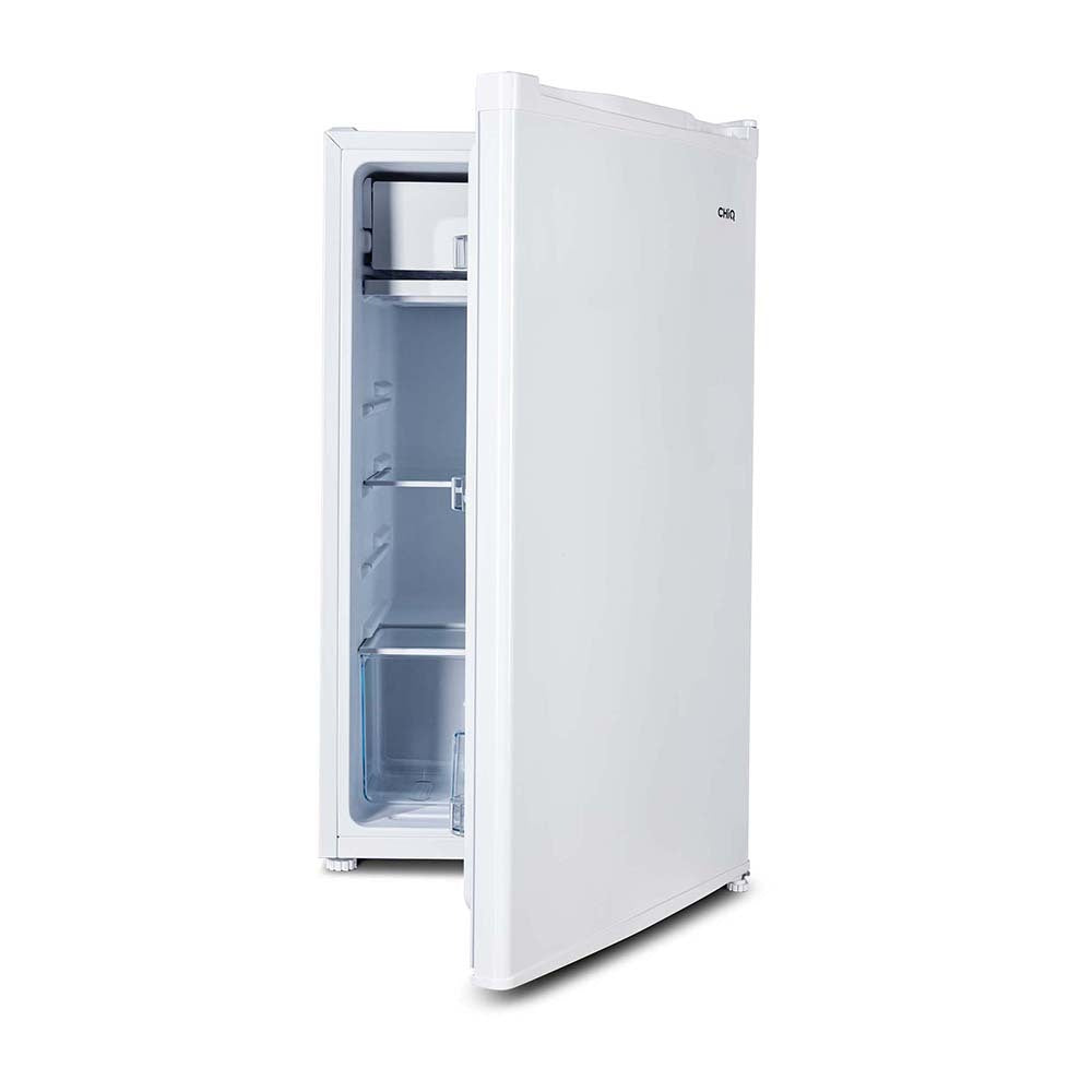 CHiQ CSR090DW 90L Bar Fridge White, Front view with door open