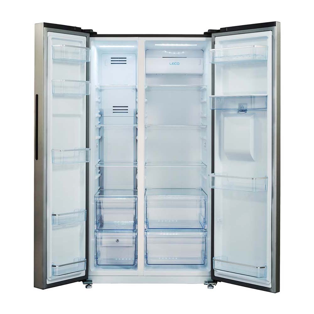 CHiQ 602L Side By Side Fridge CSS601SD, Front view with doors open