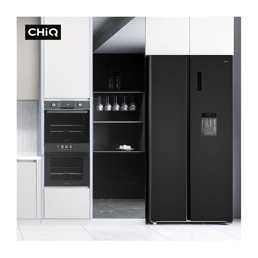 CHiQ 622L Side By Side Fridge Black CSS617NBD, Front view 2