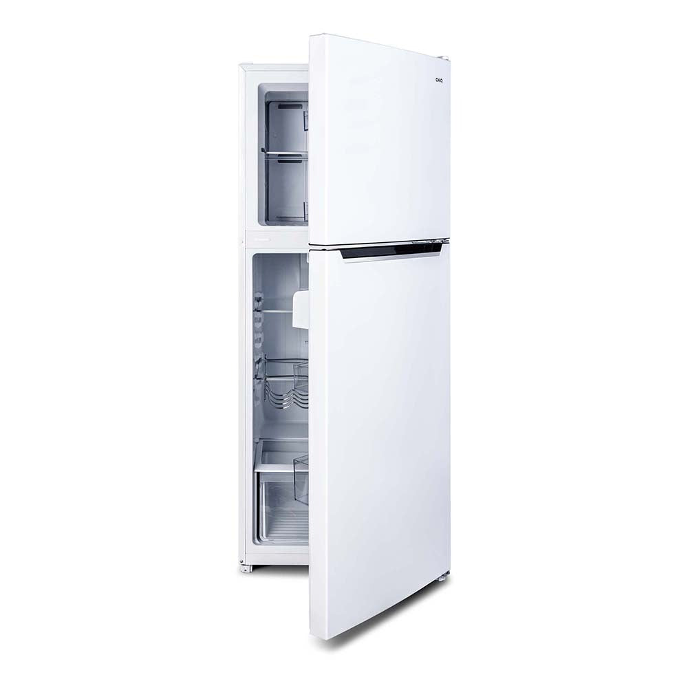 CHiQ 297L Top Mount Fridge White CTM297NW3, Front view with half doors open