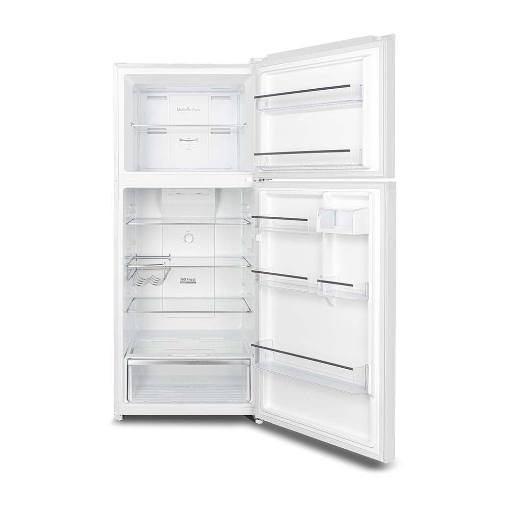 CHiQ 410L Top Mount Fridge White CTM410NW, Front view with doors open