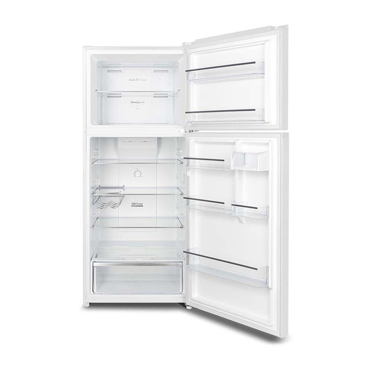 CHiQ 410L Top Mount Fridge White CTM410NW, Front view with doors open