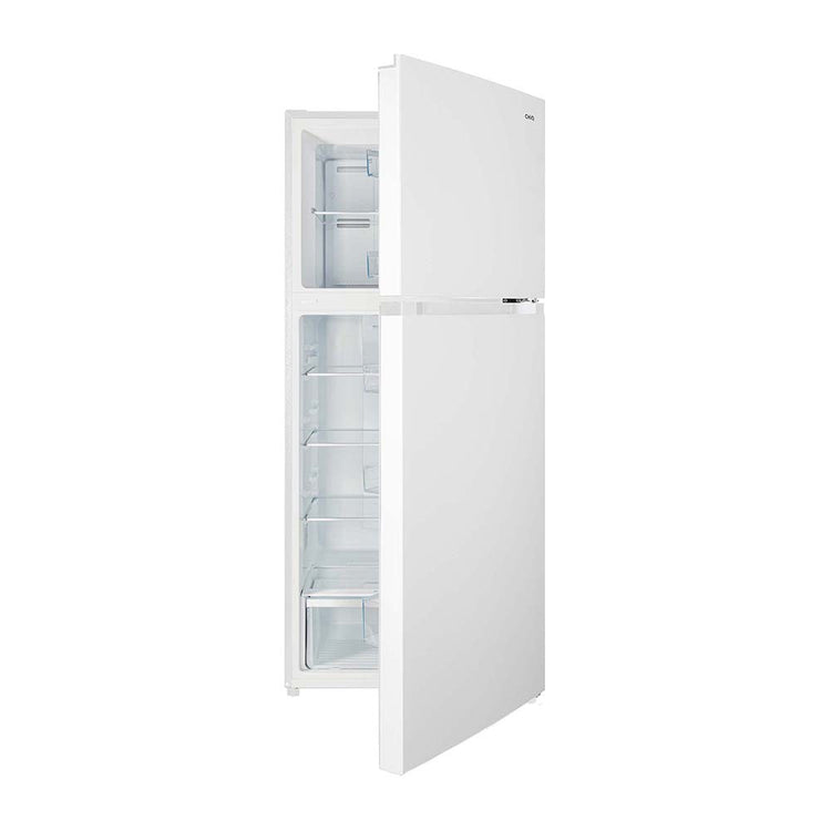 CHiQ 410L Top Mount Fridge White CTM410NW, Front view with half doors open