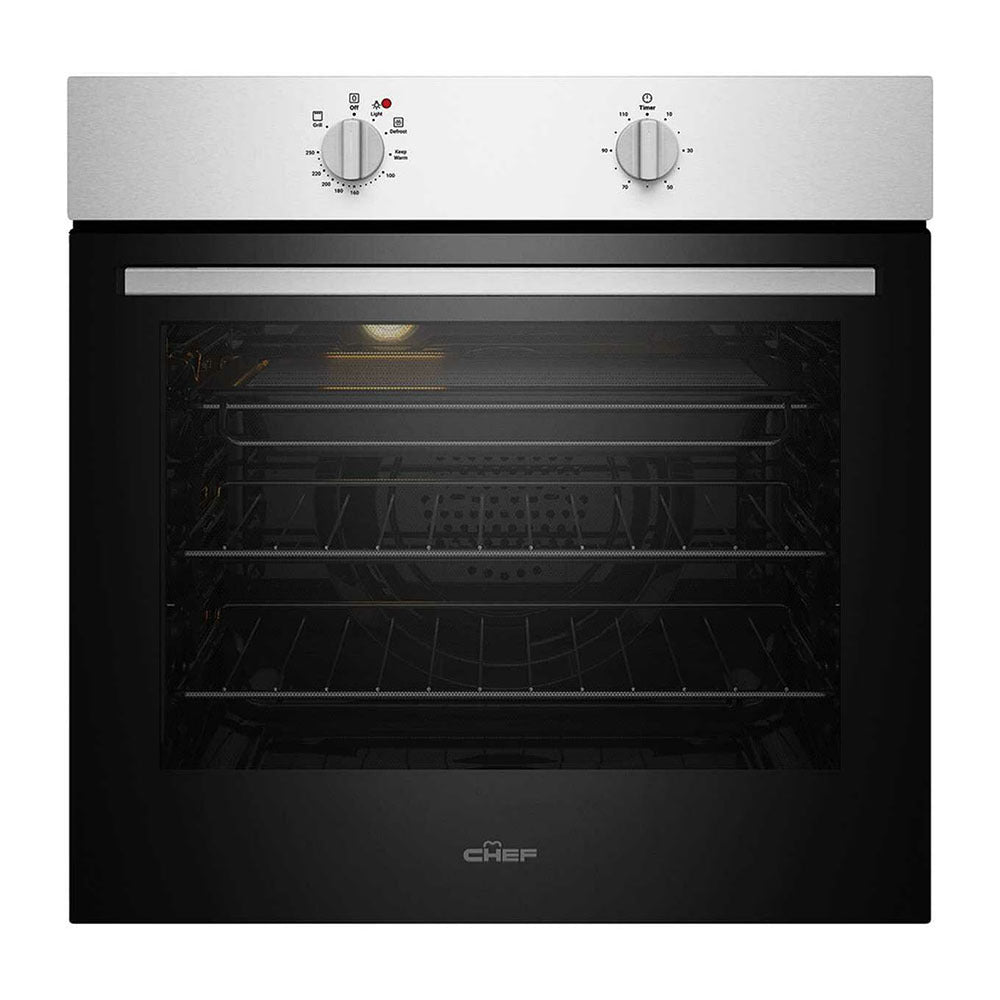 Chef CVE612SB 60cm 80L 3 Function Electric Built-In Oven Stainless Steel