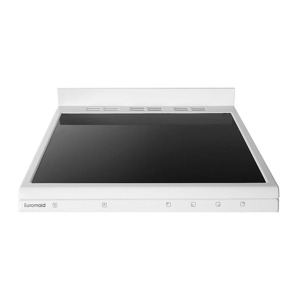 Euromaid CW60 60cm White Electric Oven + Ceramic Cooktop, Top view