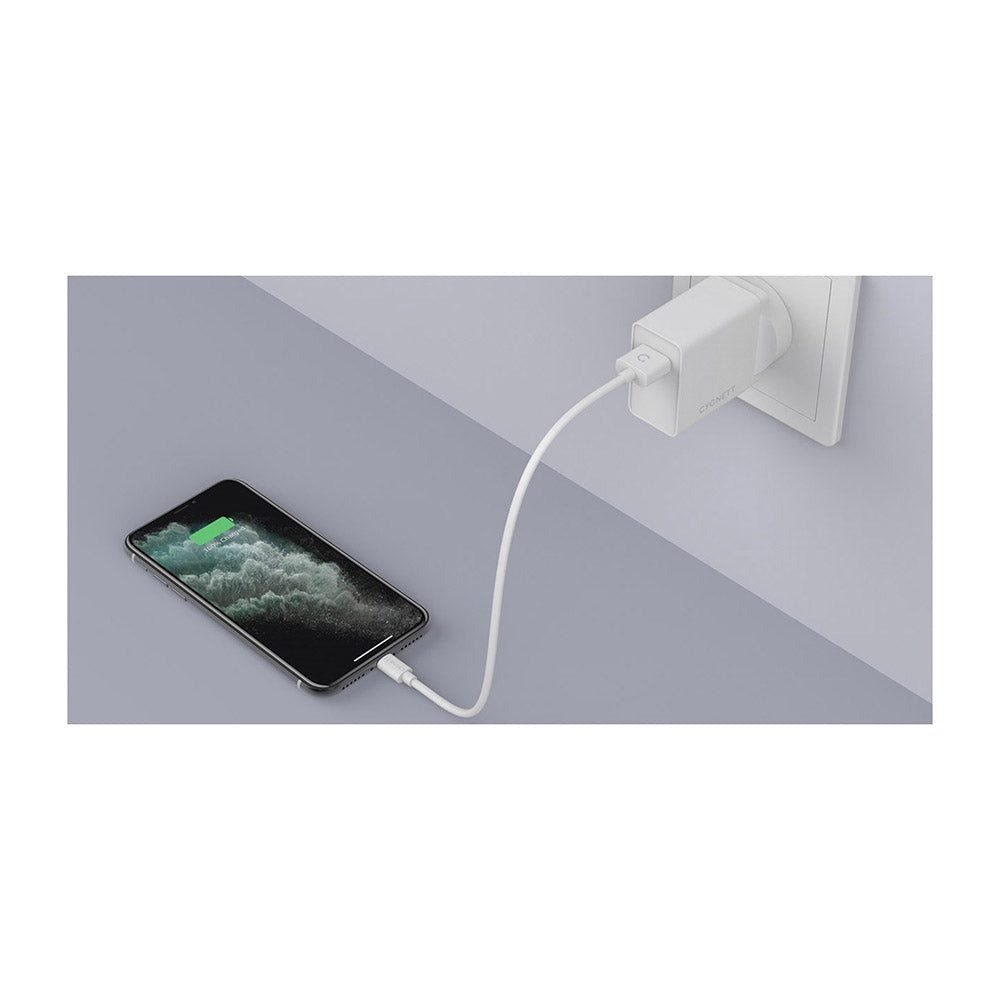 Cygnett CY3084POPLU PowerPlus 12W Wall Charger in White, Lightning to USB-A Cable