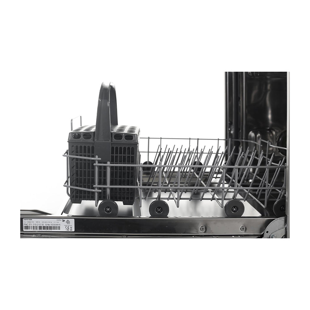 Dishlex DSF6106X Stainless Steel Freestanding Dishwasher, Side view with door open