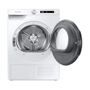 Samsung 8kg Smart AI Heat Pump Dryer DV80T5420AW, Front view with door open