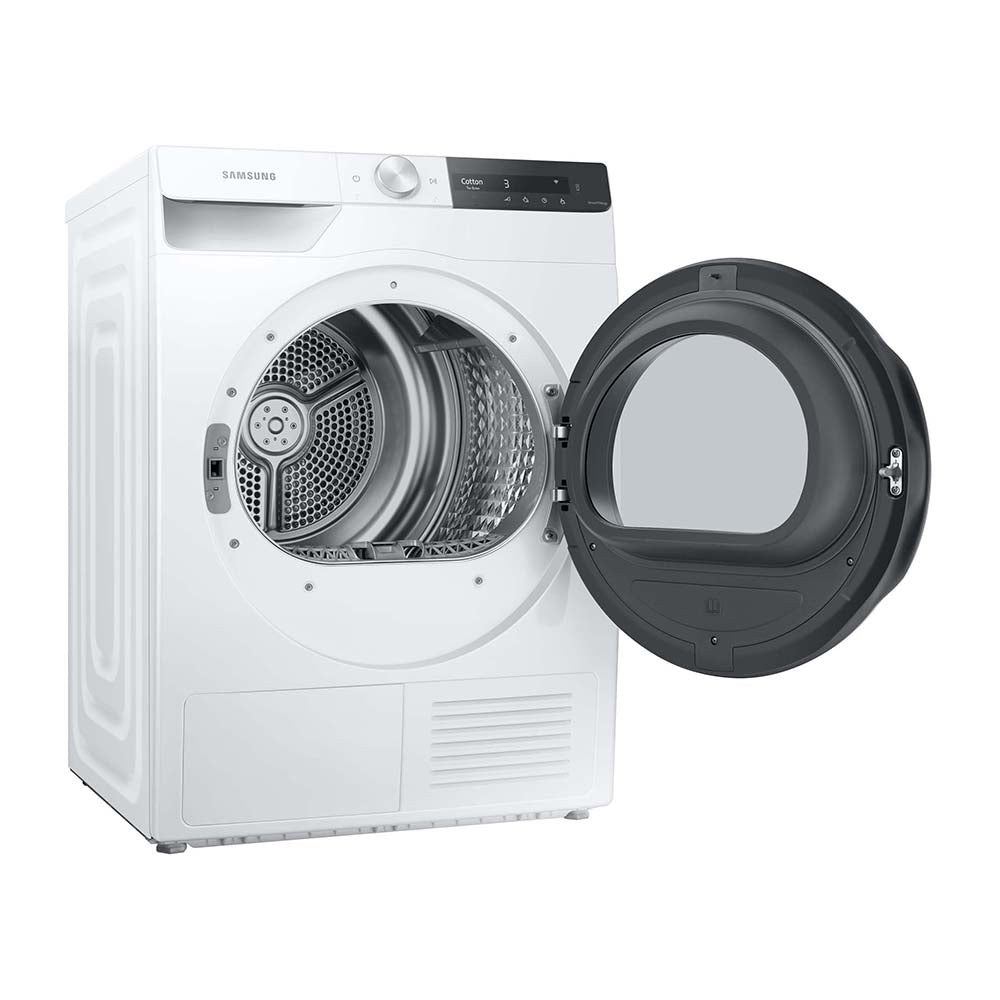 Samsung 9kg Heat Pump Dryer DV90T7440BT, Front right view with door open