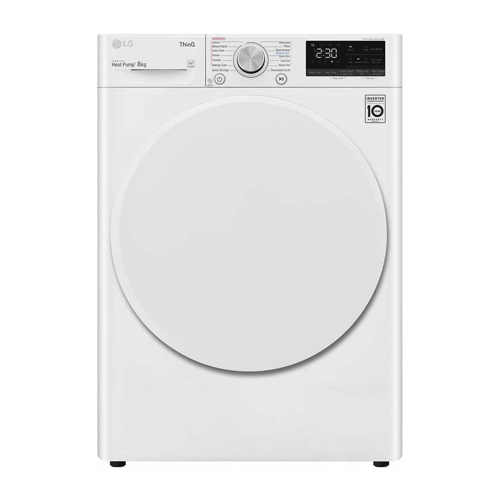 LG DVH4508W 8kg Heat Pump Dryer, Front view