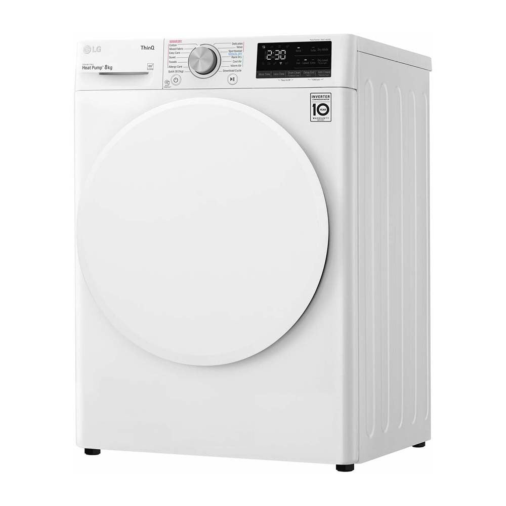 LG DVH4508W 8kg Heat Pump Dryer, Front left view