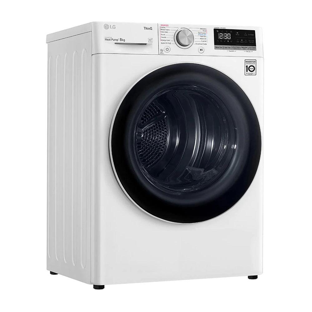 LG 8kg Heat Pump Dryer with Inverter Control DVH5-08W, Front right view