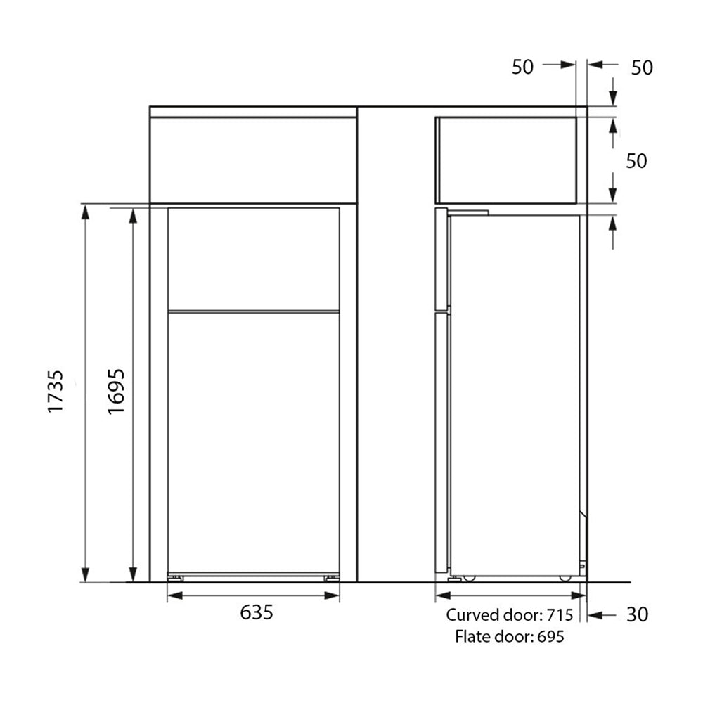 Fisher & Paykel E388LXFD1 389L Frost Free Upright Freezer Stainless, Dimensions