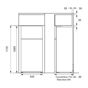 Fisher & Paykel E388LXFD1 389L Frost Free Upright Freezer Stainless, Dimensions