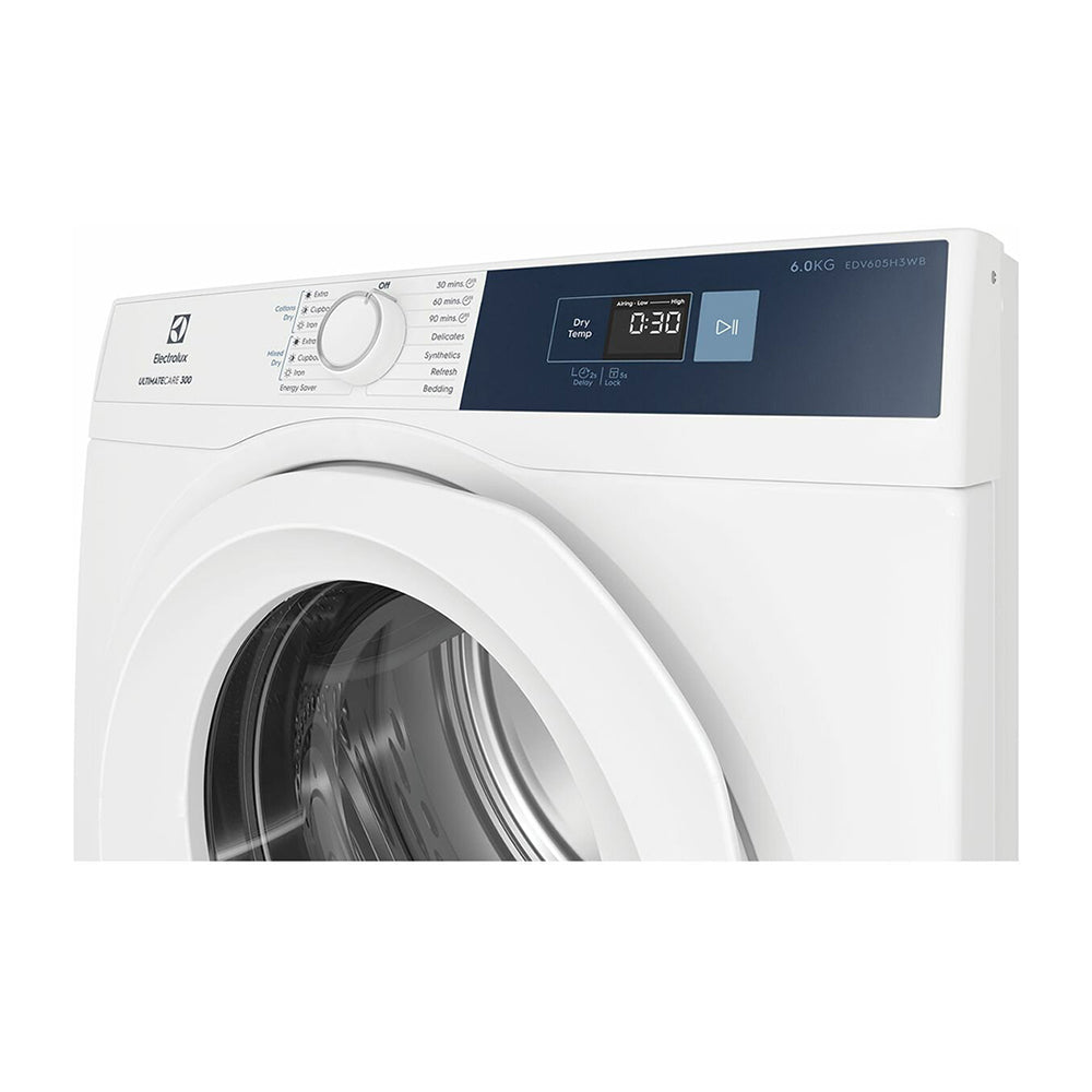 Electrolux 6kg Vented Dryer EDV605H3WB, Front left panel view