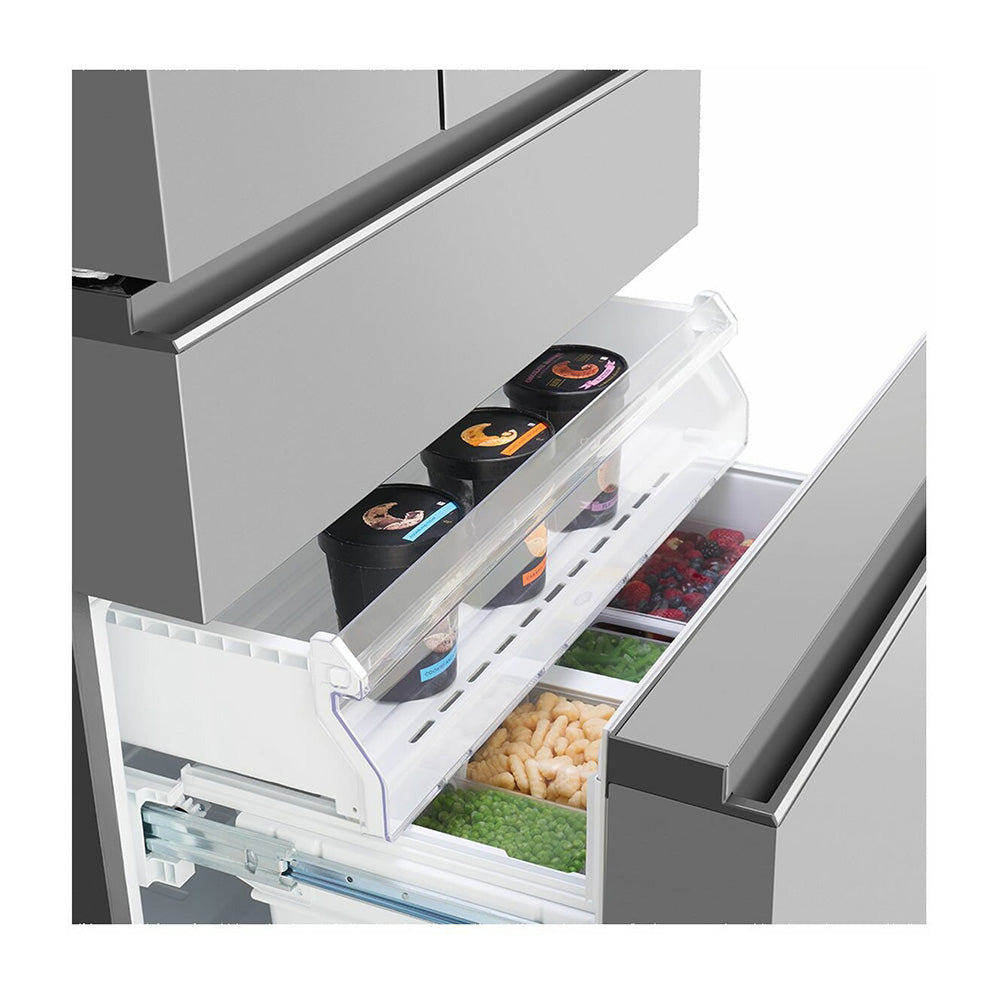 Electrolux EHE6899SA 609L French Door Fridge Stainless Steel, Bottom open with food items