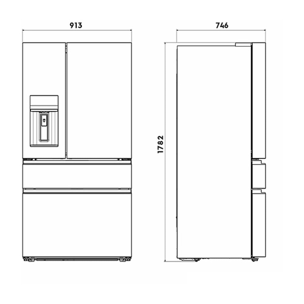 Electrolux EHE6899SA 609L French Door Fridge Stainless Steel, Dimensions