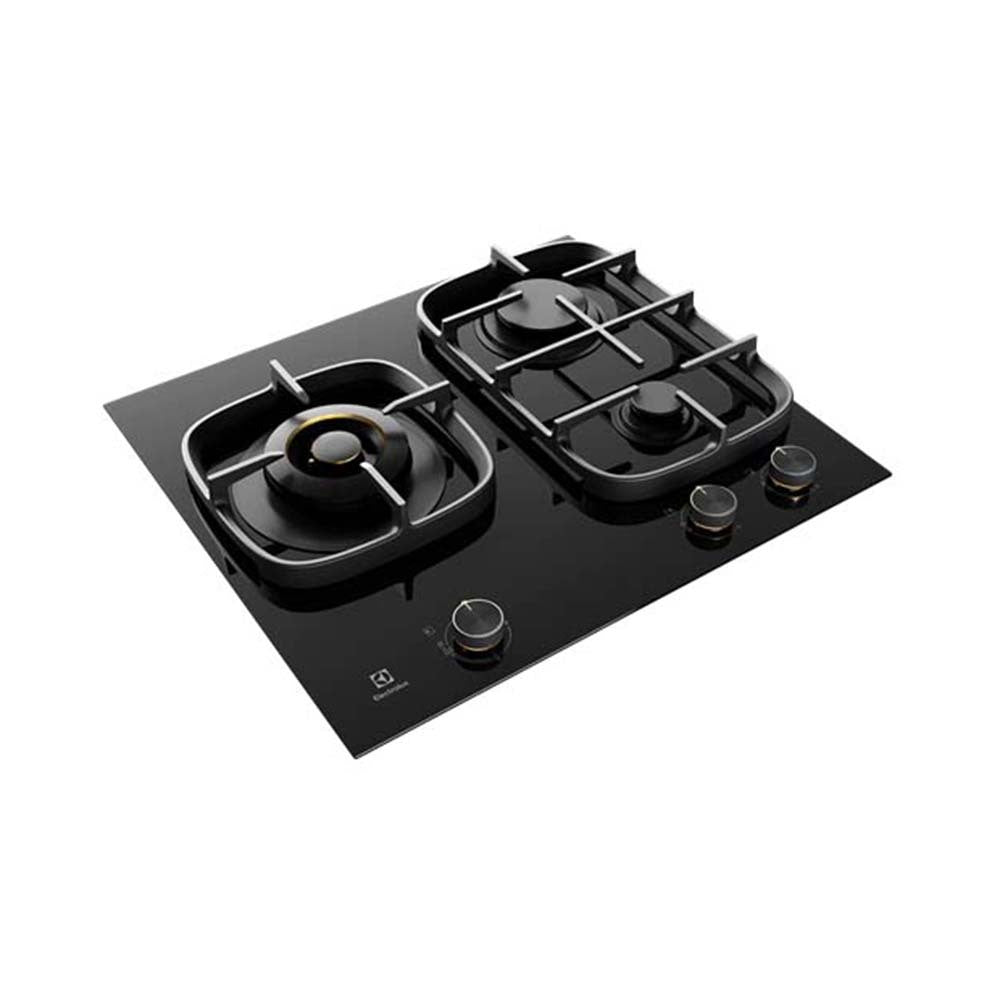 Electrolux 60cm UltimateTaste 900 3 Burner Gas Cooktop EHG635BE, Front top right view