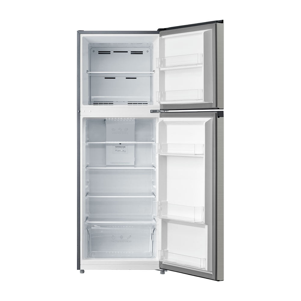 Esatto ETM236S 236L Top Mount Fridge, Front view with doors open