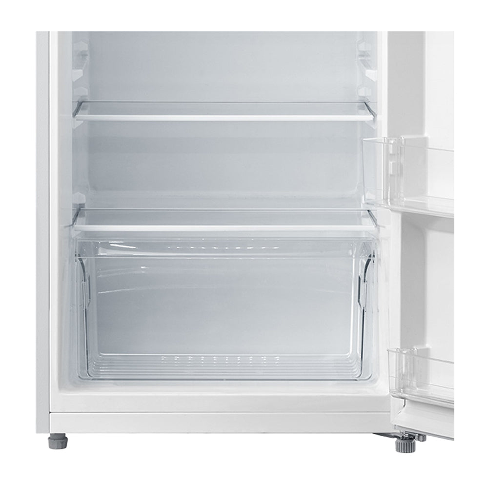 Esatto 236L Top Mount Fridge ETM236W, Glass shelf and vegetable crisper drawer view