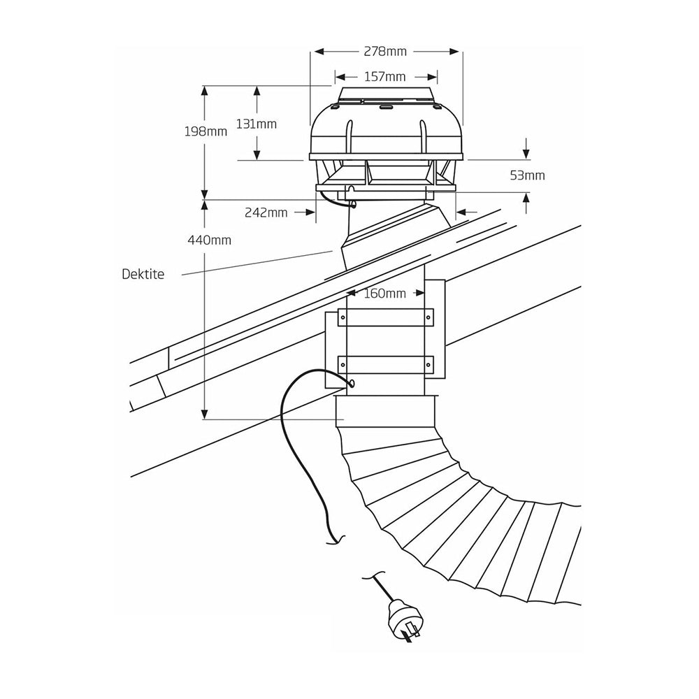 Schweigen EV6UCQST 60cm Silent Undermount Rangehood, Dimensions