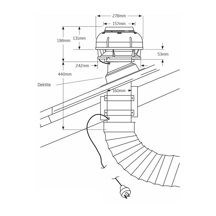 Schweigen EV6UCQST 60cm Silent Undermount Rangehood, Dimensions