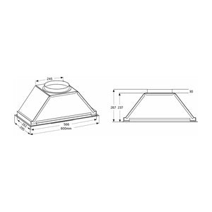 Schweigen EV6UCQST 60cm Silent Undermount Rangehood, Dimensions