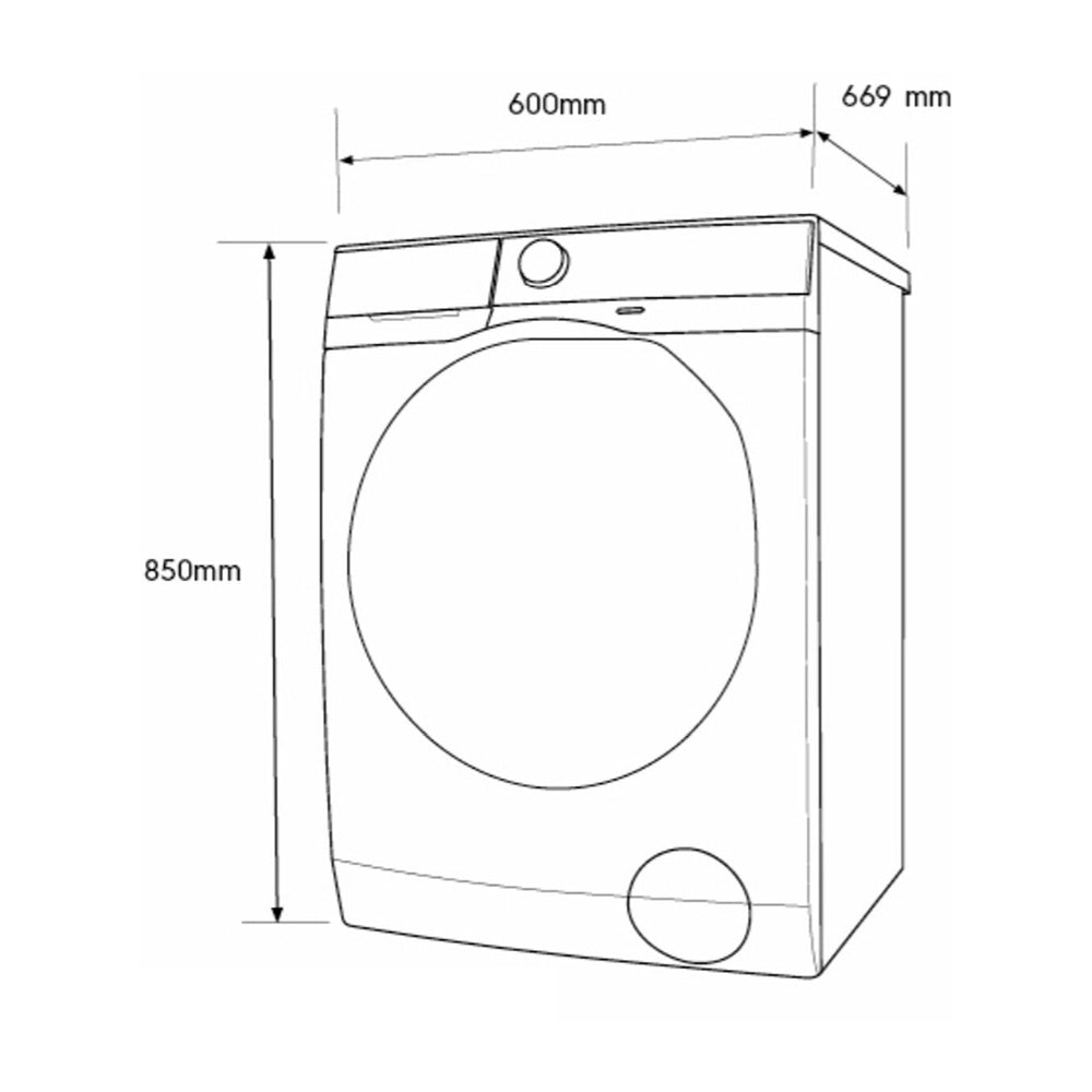 Electrolux 10kg front load washer EWF1042BDWA, Dimensions